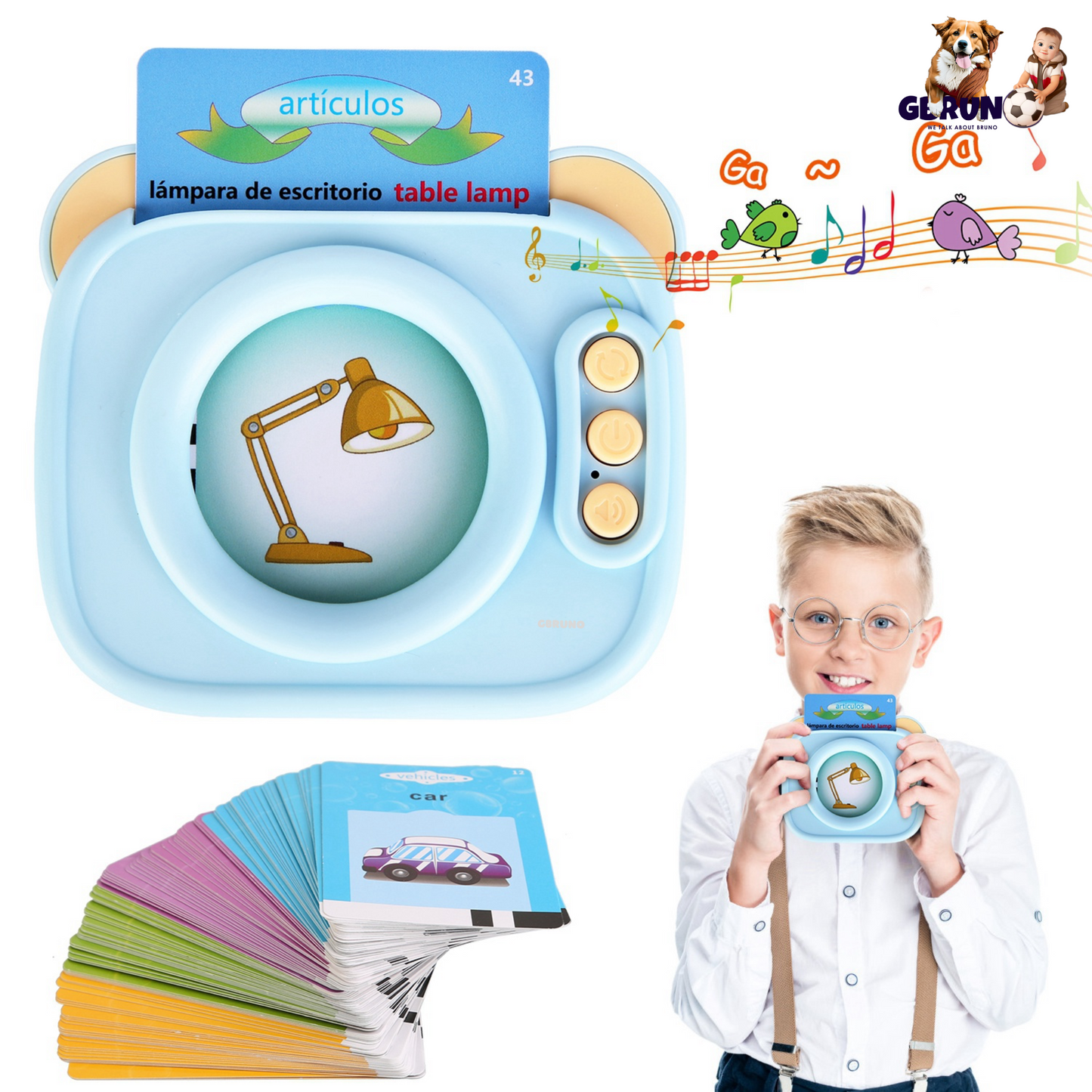 GBruno Bilingual Talking Flash Cards for Kids