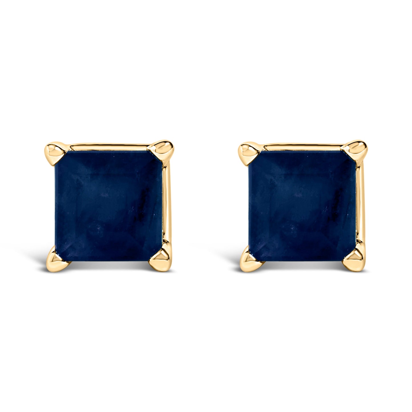 Pendientes de Stud de Amatista Púrpura Cortados en Princesa de Oro Blanco de 14K