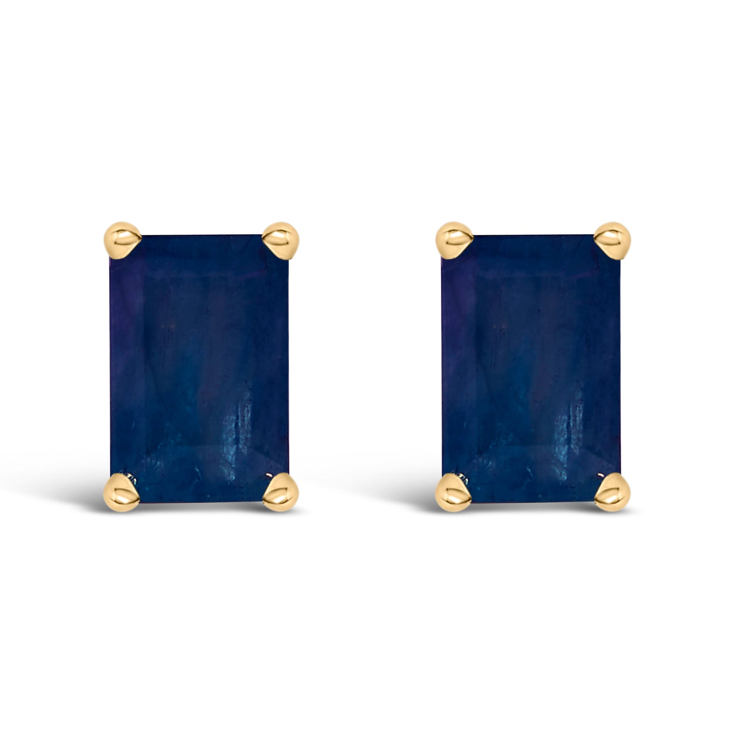 14K White Gold Emerald Cut Amethyst Stud Earrings
