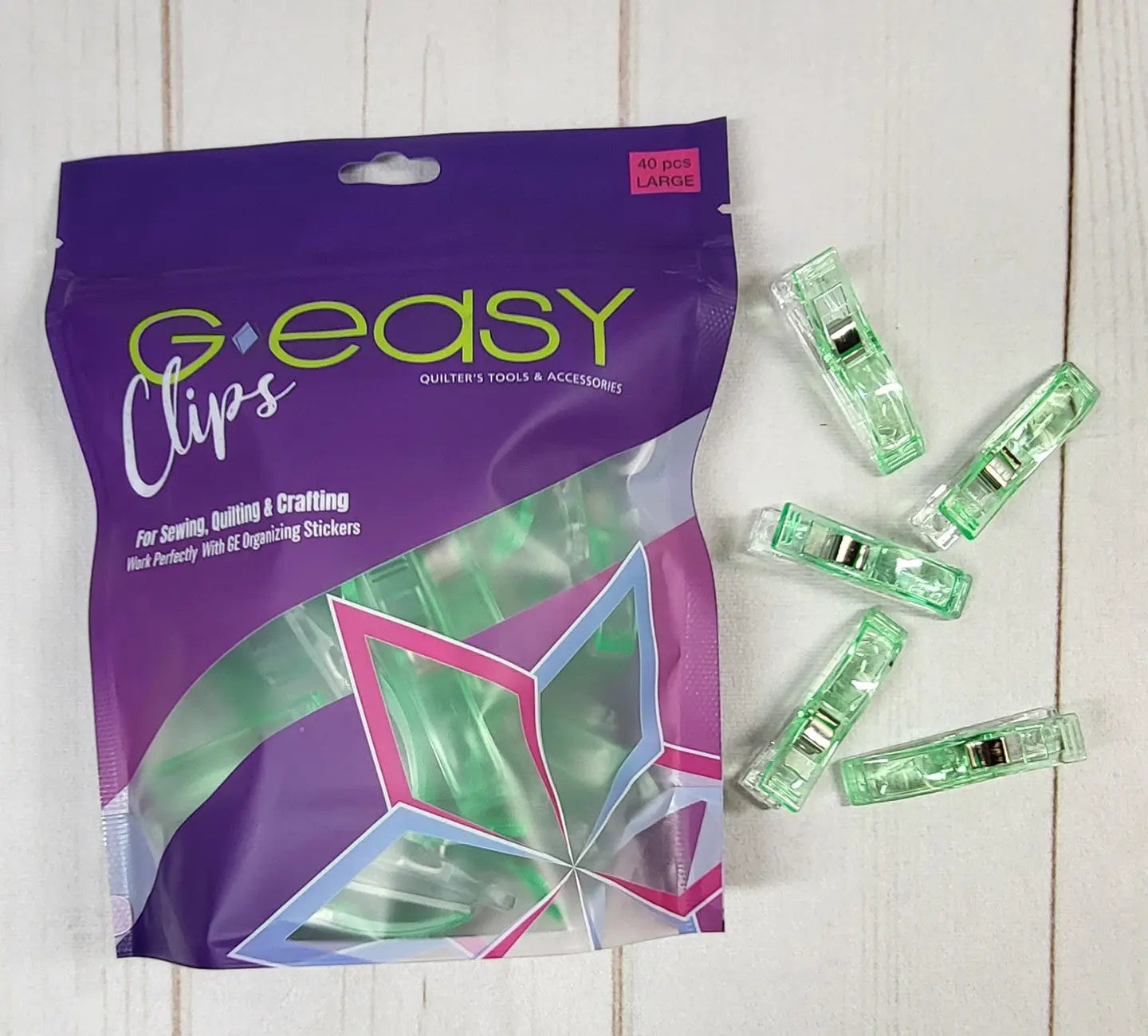 GEasy Clips Large Green - 40 Compte Clips d'Organisation