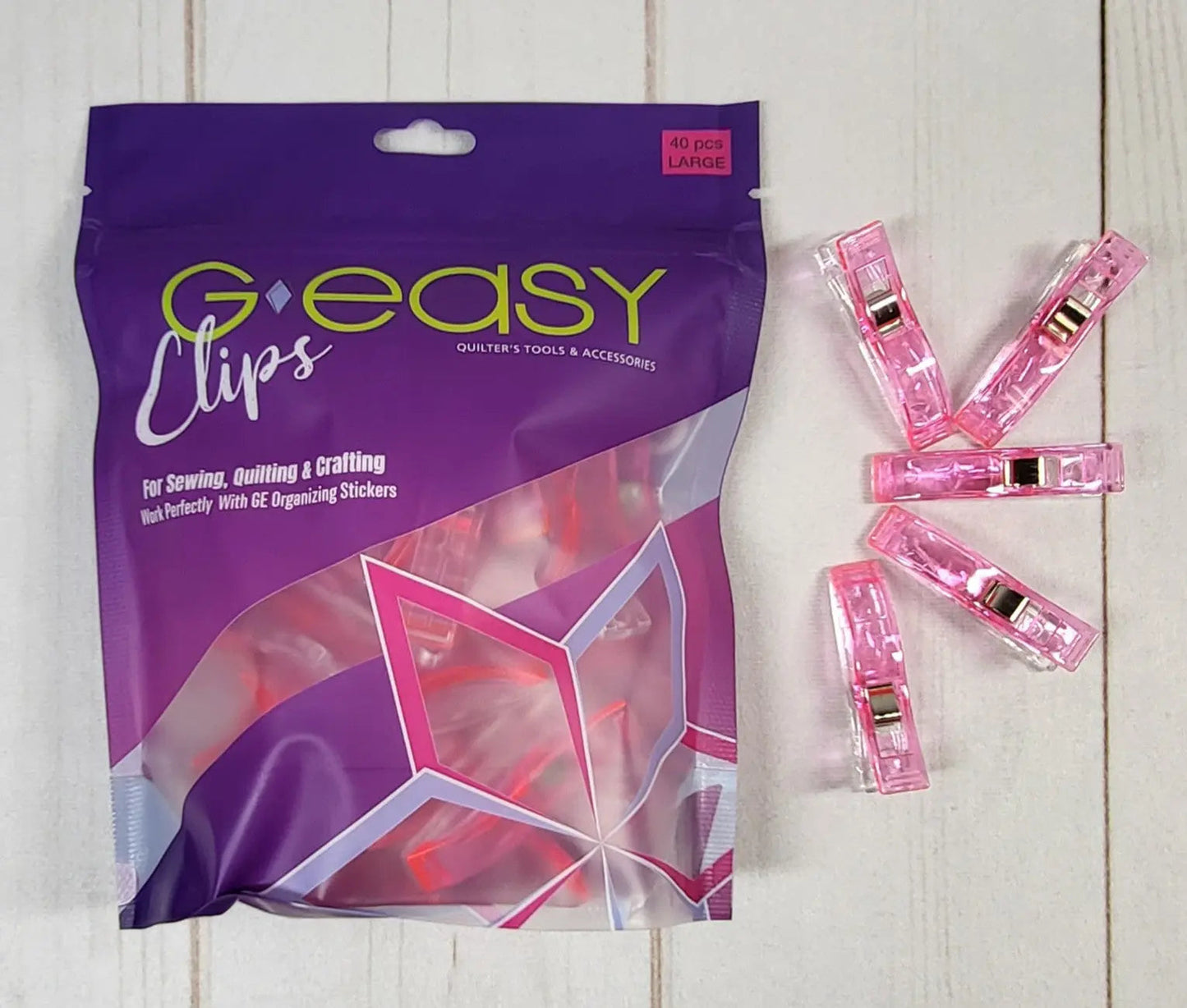 GEasy Clips Large Pink - 40 Count for Quilting & Sewing