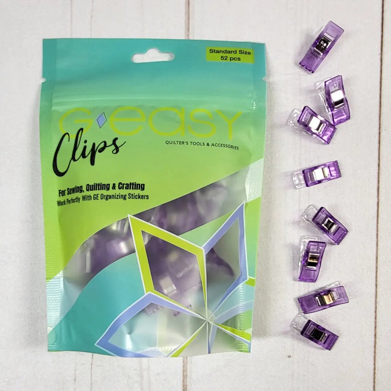 Clips Estándar GEasy Morado - 52 Clips Organizadores