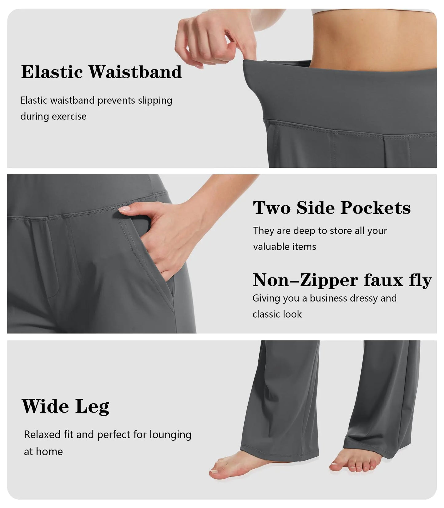 Pantalones de Yoga de Pierna Ancha Premium para Mujeres - Cintura Alta y Bolsillos