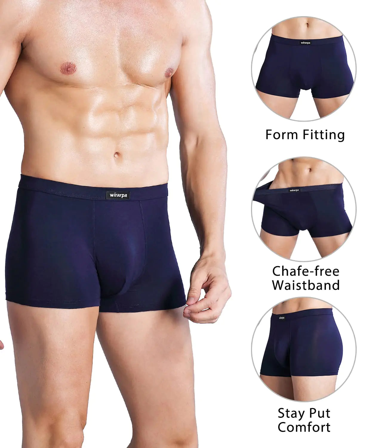 wirarpa Men's Breathable Modal Microfiber Trunks - Multipack