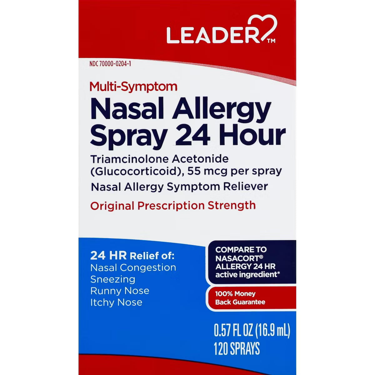 Spray nasal para alergias múltiples de 24 horas Leader, 0.57 fl oz