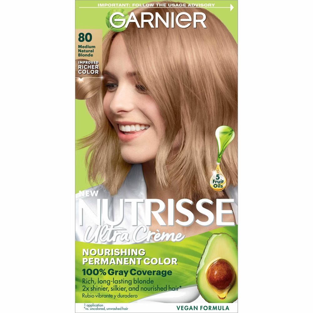Garnier Nutrisse Ultra Color Nourishing Color Creme 80 Medium Natural Blonde