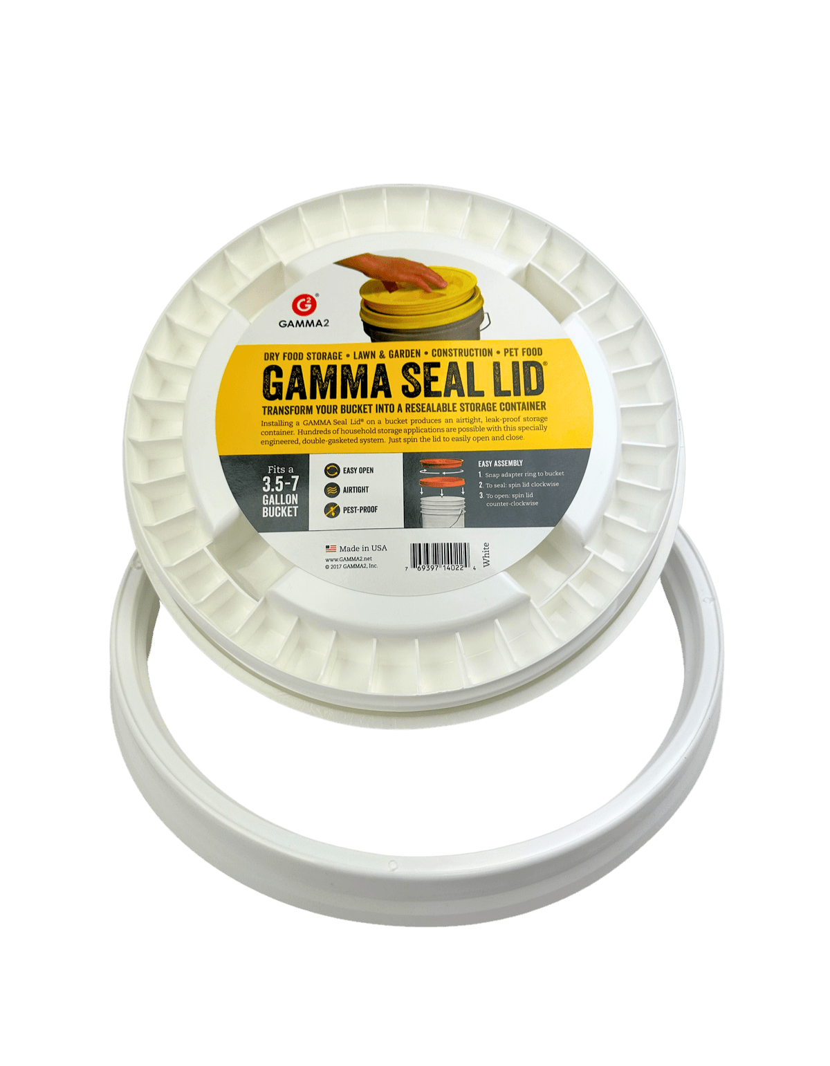 Couvercle Gamma Seal pour seau de 5 gallons - Blanc
