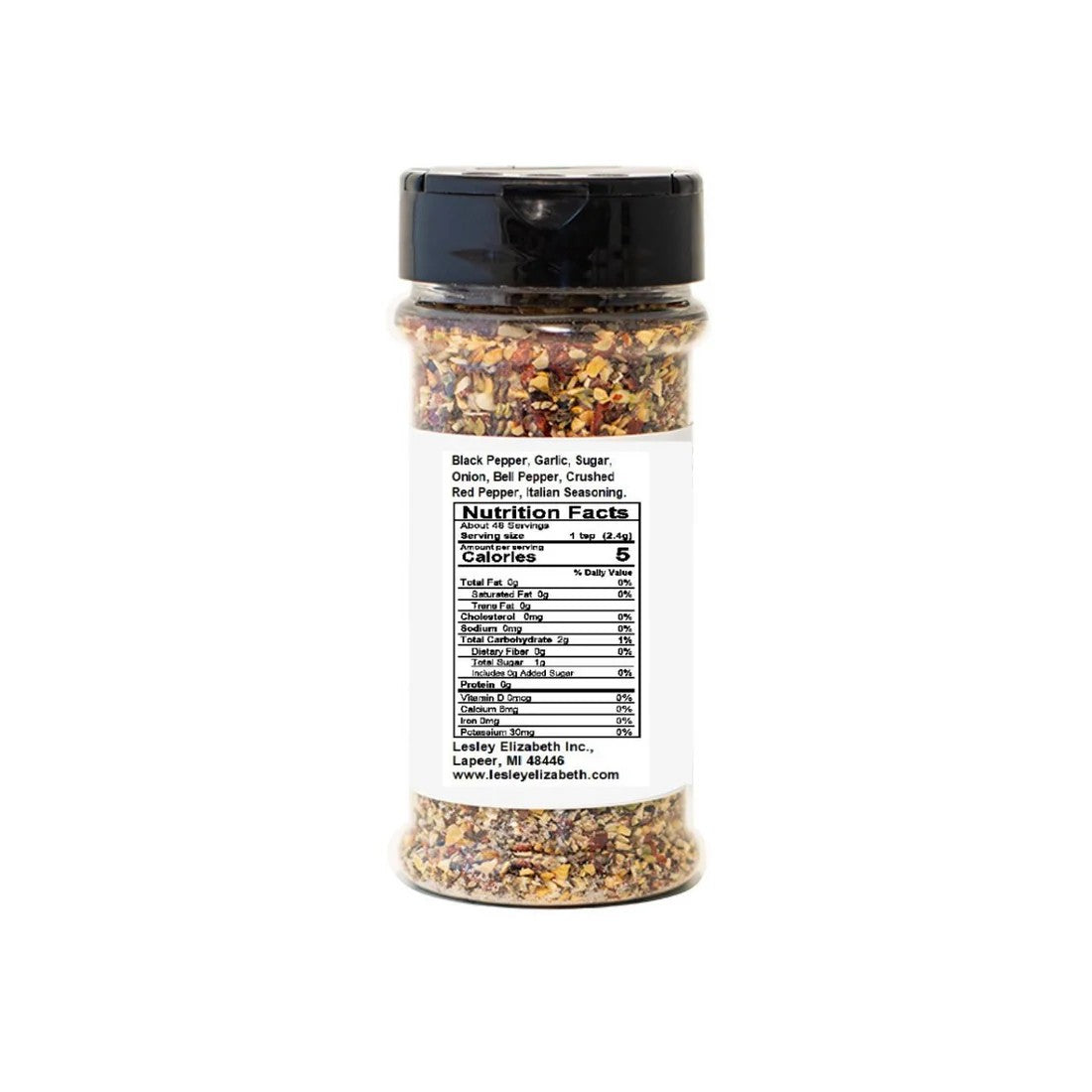 Assaisonnement sans sel Lesley Elizabeth au poivre et à l'ail, 250 mL