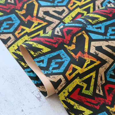 Tela de Corcho Geométrica Grunge - 1/2 Yarda