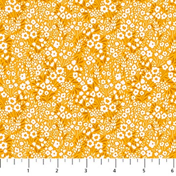 Gold Flora Vista Pocket Posies Cotton Fabric - 44"/45" Per Yard