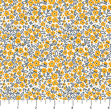 Tela de algodón con flores doradas Dapple Pocket Posies - 44"/45" por yarda
