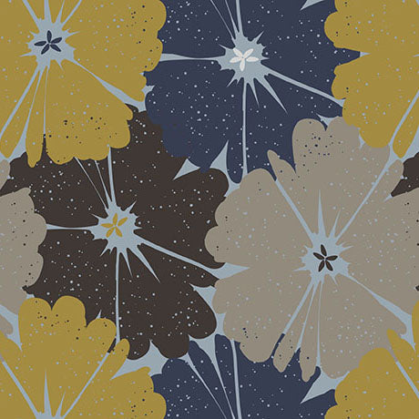 Gold Modern Refinement Contemporary Floral Cotton Fabric