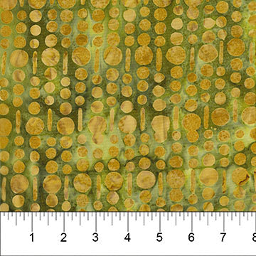 Golden & Green Bubble Cluster Cotton Fabric 44"/45" Per Yard