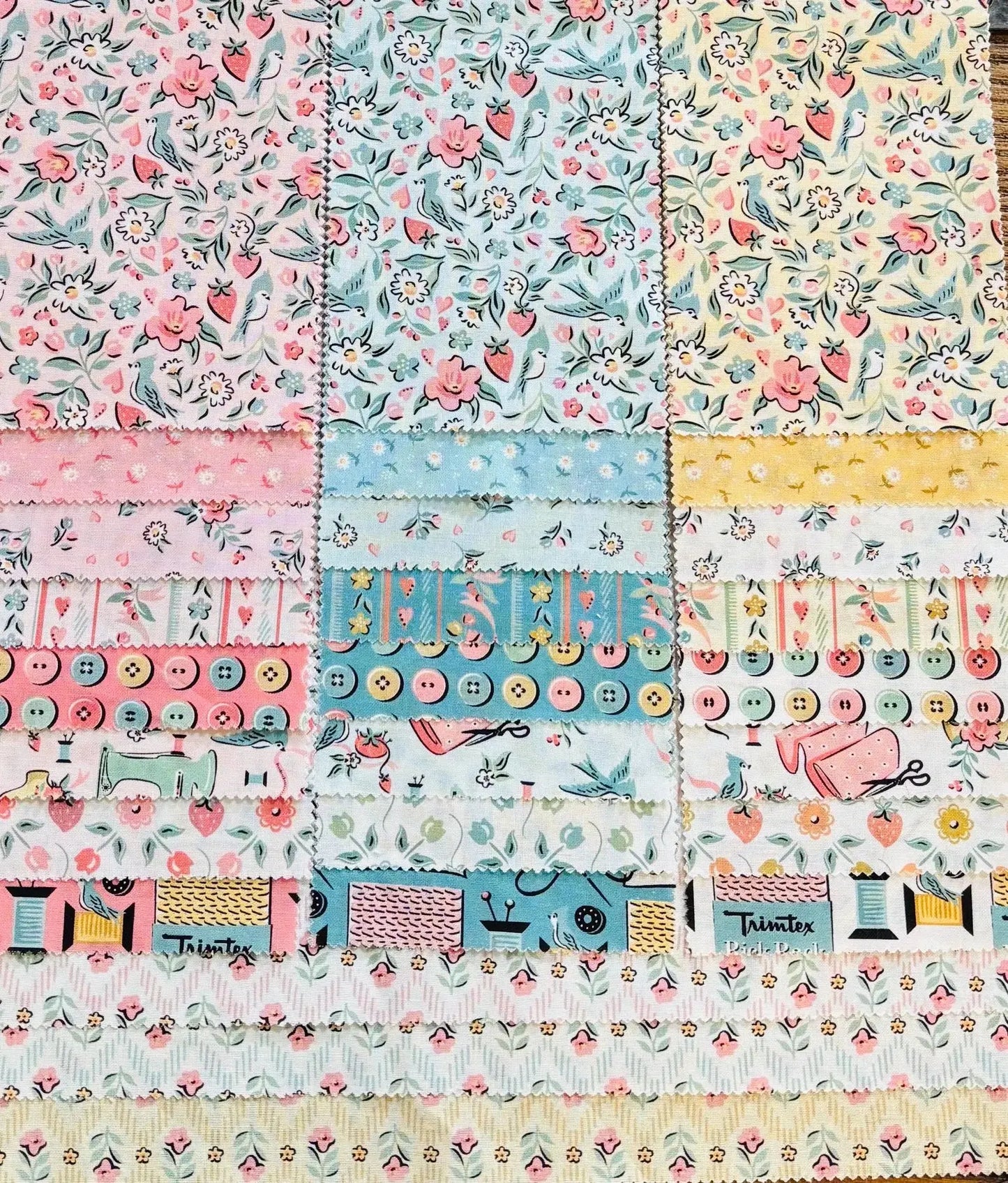 Sala de Costura de la Abuela - Tiras de Algodón de 2 1/2", 42 Impresiones