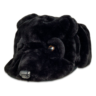 Casquette Snapback en Fourrure d'Ours Noir avec Oreilles