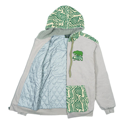 Sudadera con capucha de felpa verde con oso removible
