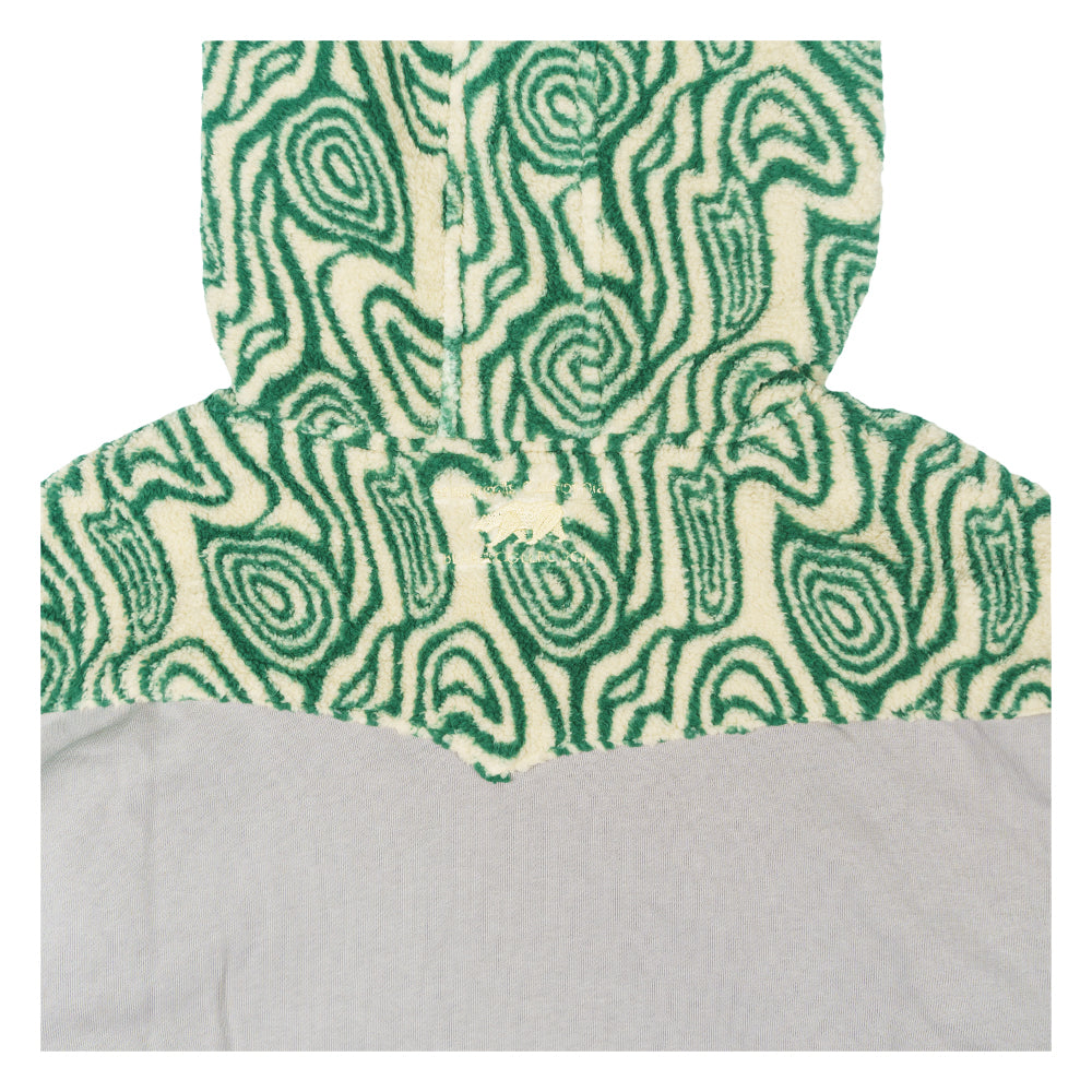 Sudadera con capucha de felpa verde con oso removible