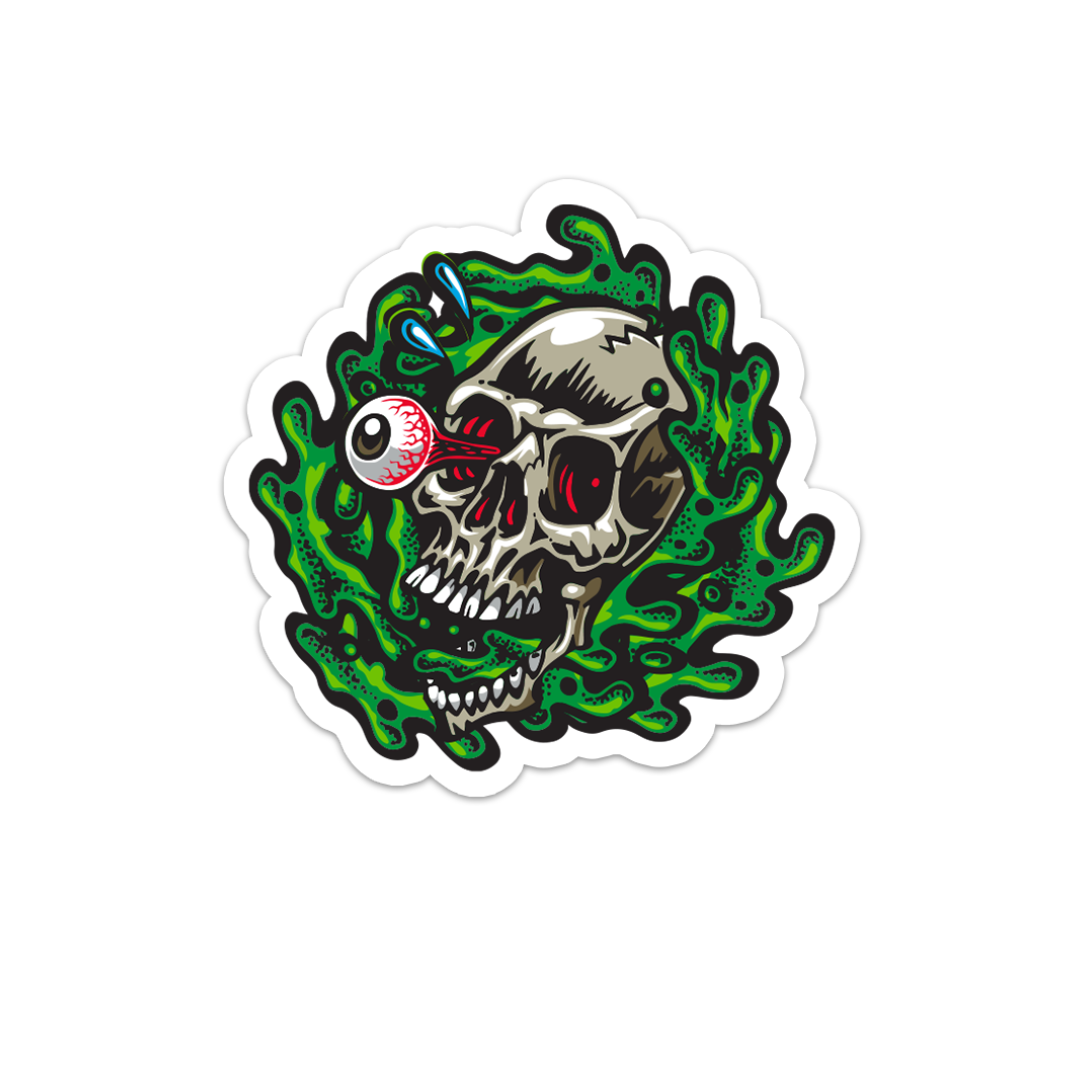 Jimbo Phillips Never Summer Green Skull Sticker - Korvel