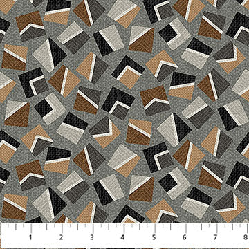 Gray Multi Large Block Toss Flannel Fabric per Yard