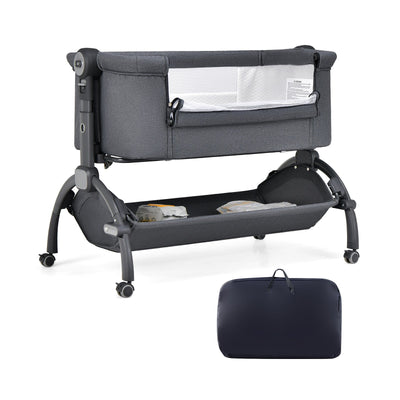 3-in-1 Baby Bassinet with Double-Lock Design - Gray