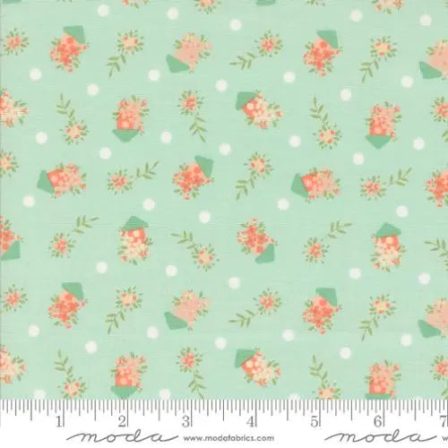 Tela Aqua Abloom Casas de Pájaros Huevo de Petirrojo - 44"/45" por Yarda