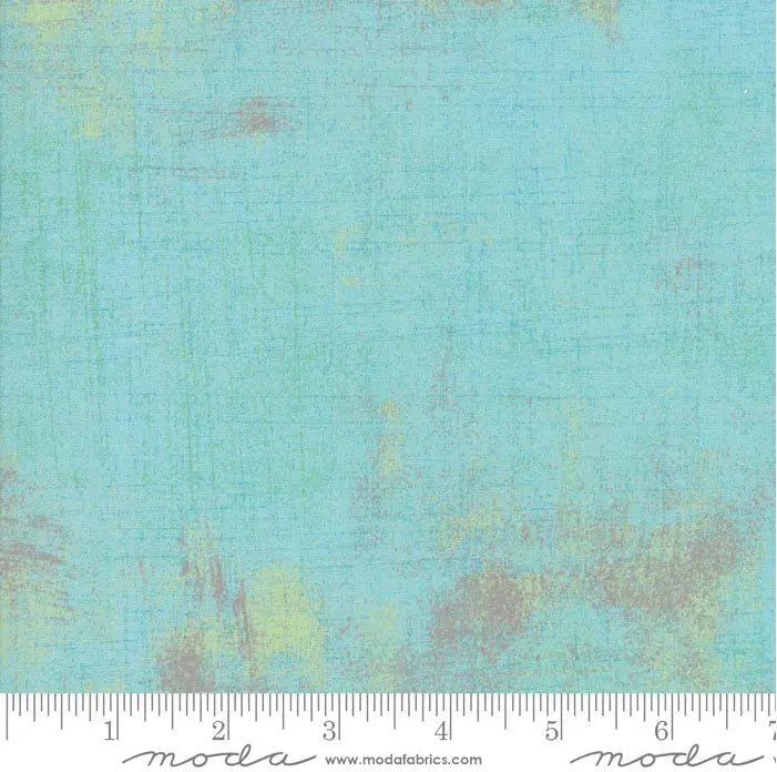 Green Aqua Grunge Basics Fabric - 44"/45" Per Yard