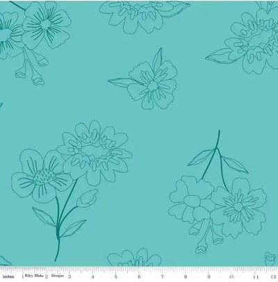 Green Aqua Multi Wideback Spring's in Town Peacock Fabric Per Yard