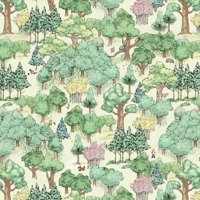 Green Classic Winnie Forest Cotton Fabric - 43"/44" Per Yard