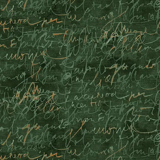 Green Fluidity Script Cotton Fabric - 44"/45" Per Yard