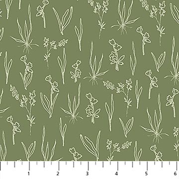 Tela de Algodón Floral Flourish de Línea Verde - 44"/45" por Yarda