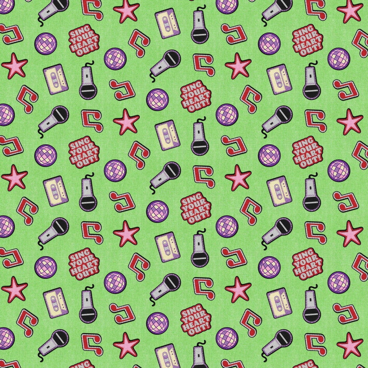 Green Patch Perfect Music Cotton Fabric - 43"/44" Per Yard