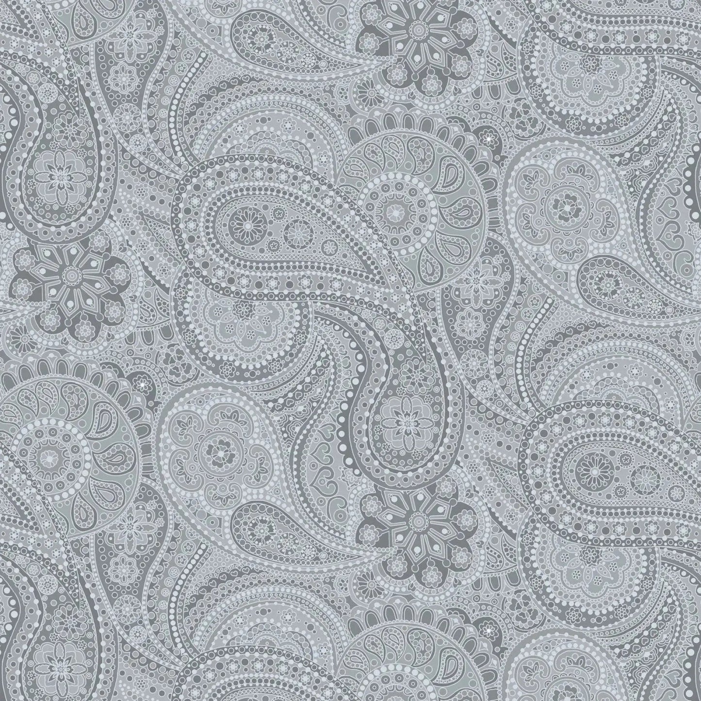 Tissu Large Paisley Paradise Gris par Yard