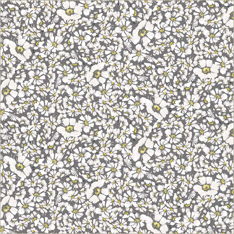 Grey Verona Allegra Blooms Cotton Fabric - 44"/45" Per Yard