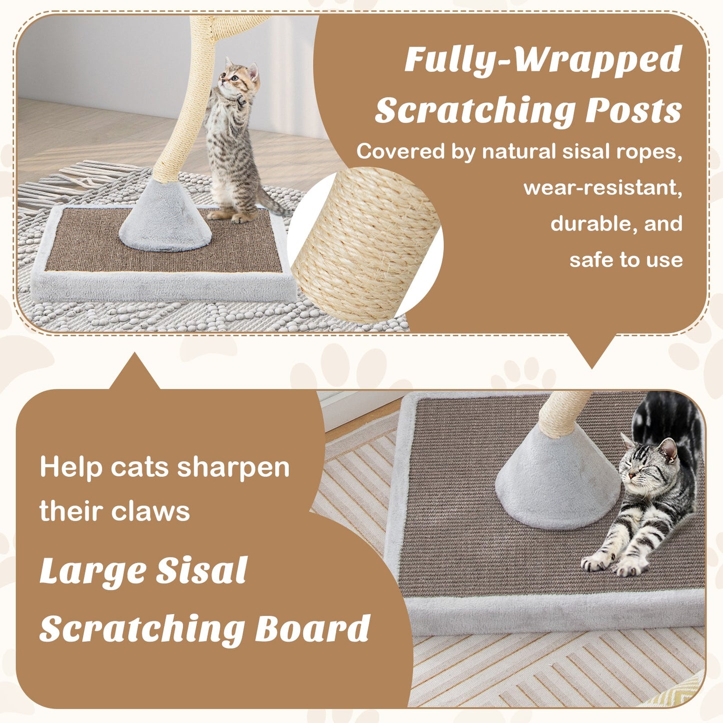 70 Inch Tall Cat Tree with 4 Layers and 3 Perches - Gray
