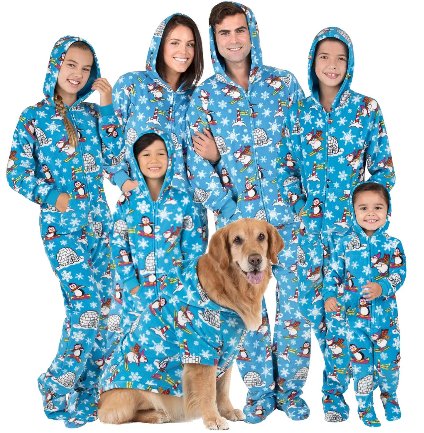Pyjamas à capuche polaires assortis pour toute la famille
