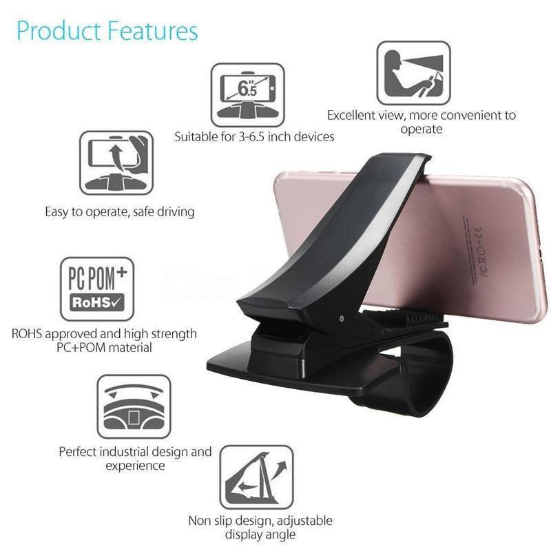 Premium Black Adjustable Car Phone Holder for Smartphones