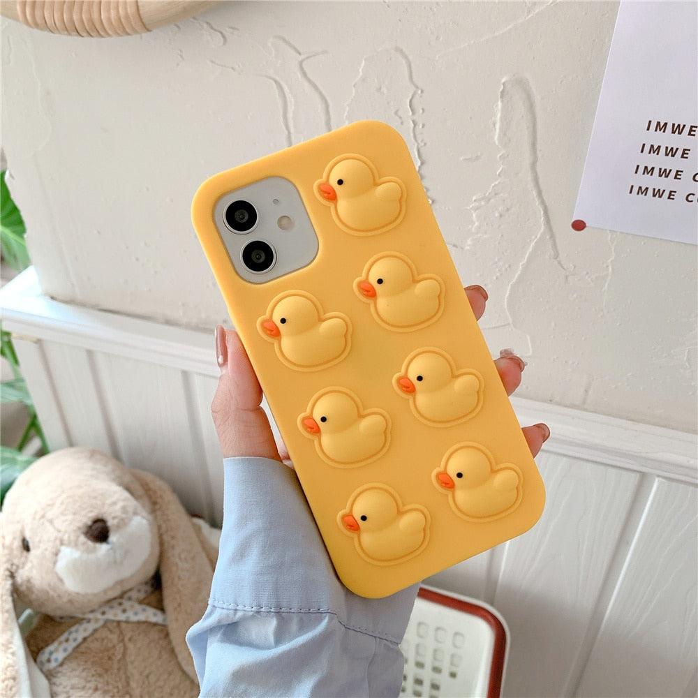 Coque de téléphone fidget à bulles pop canard mignon pour iPhone