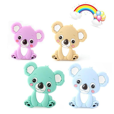 Ensemble de 2 pièces de hochets en silicone en forme d'animaux de dessin animé pour bébés