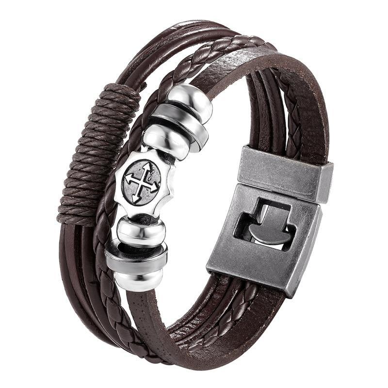 Pulsera de Cuero Trenzada de Moda para Hombres y Mujeres