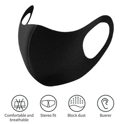 1PC Mouth Mask PM2.5 Anti Haze Black Dust Mask Nose Filter Windproof Muffle Bacteria Fabric Cloth Respirator Face Care - Korvel