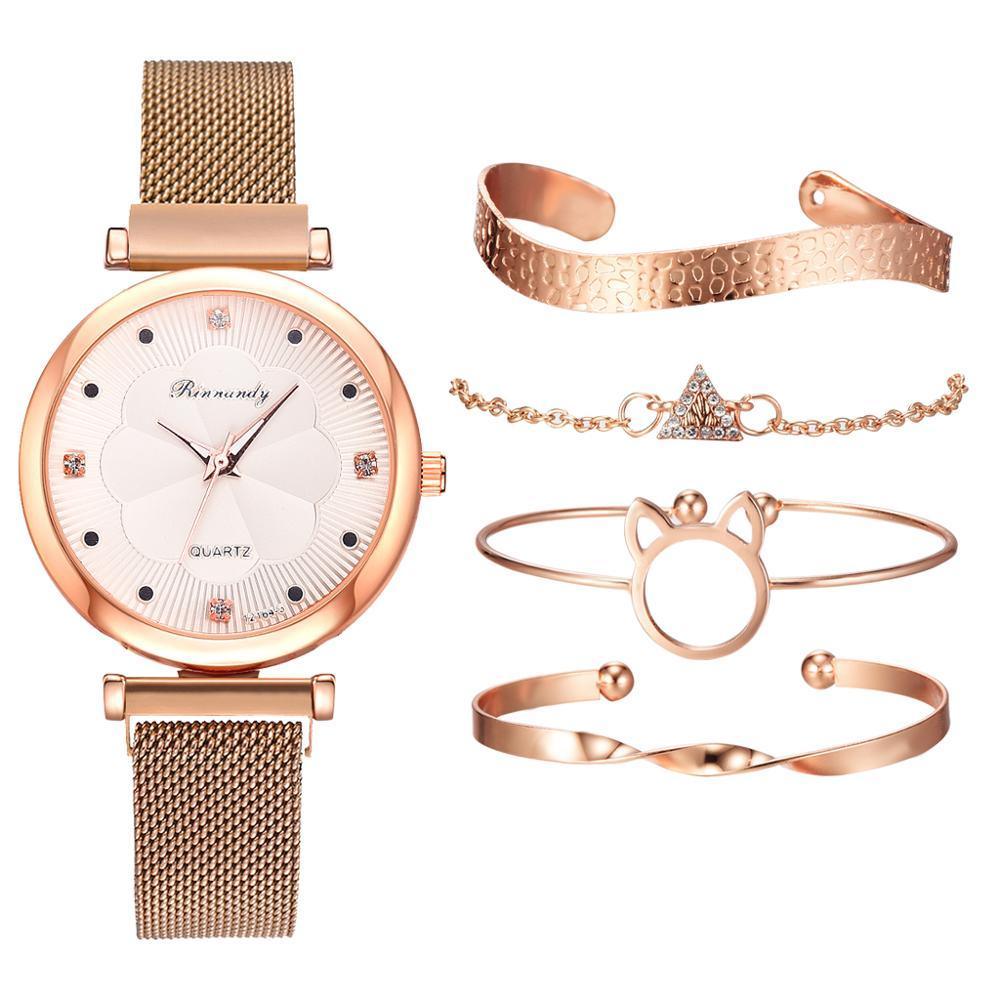 Ensemble de Montre à Quartz de Luxe pour Femmes avec Bracelet