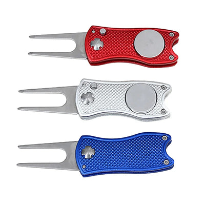 Foldable Golf Divot Tool with Golf Ball Tool Pitch Groove Cleaner Golf Training Aids Golf Accessories Putting Green Fork - Korvel