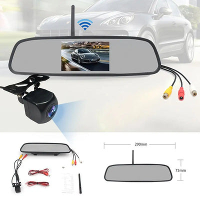 Rearview Mirror Camera Dvr 4.3-inch Rear View Mirror + Reversing Camera Wireless Car Reversing Camera Automobile Video Recorder - Korvel