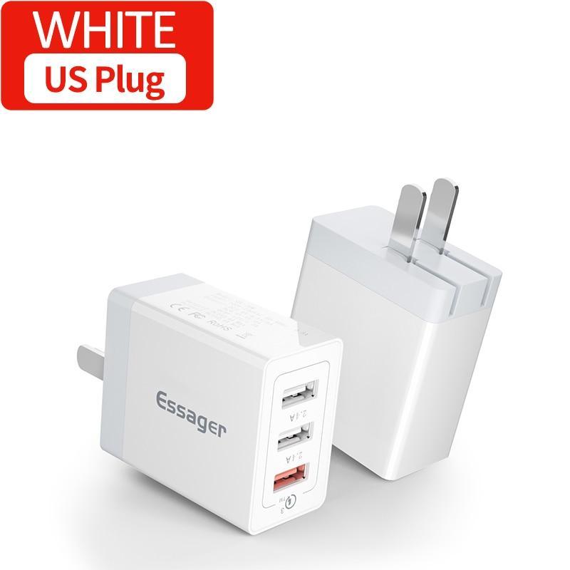 30W Ultra-Fast QC 3.0 Multi-Port USB Wall Charger for Mobile Devices - Korvel