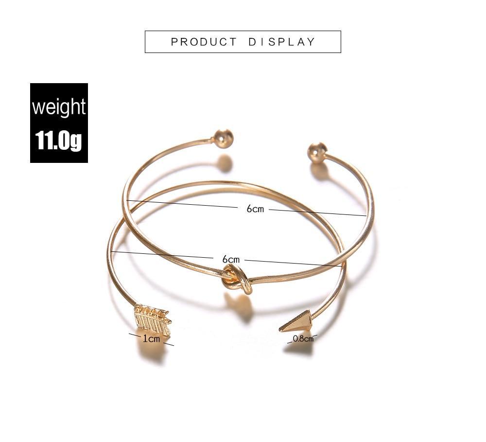 Elegant Gold-Color Arrow Knotted Bracelet Set for Women