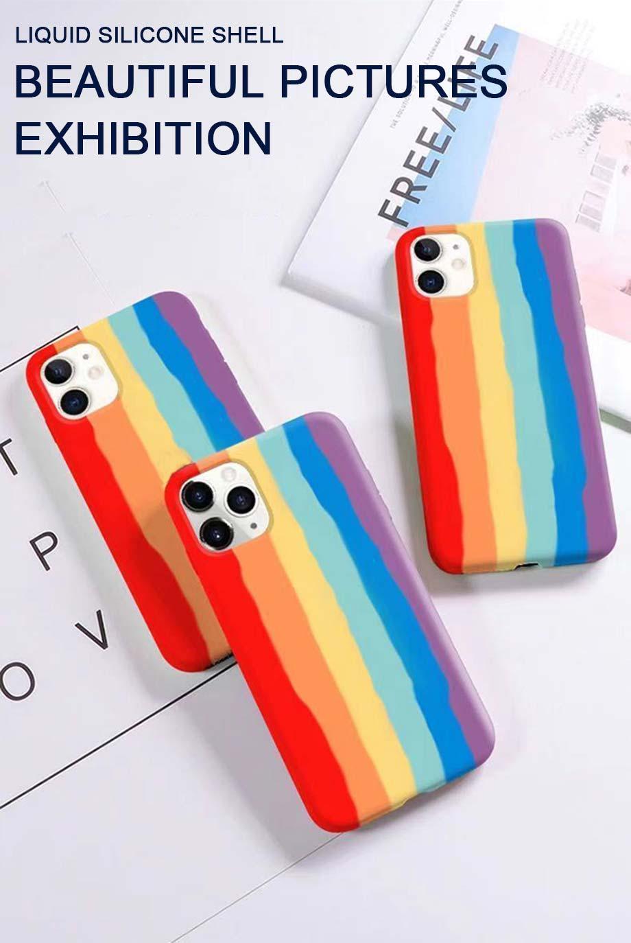 Funda de Silicona Arcoíris de Lujo para iPhone - Protección Premium