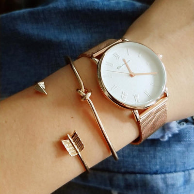 Elegant Gold-Color Arrow Knotted Bracelet Set for Women