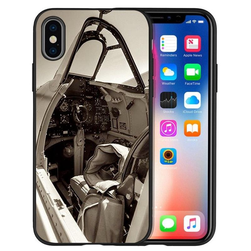 Funda de Silicona Negra para Teléfono de Cockpit de Aeronave para iPhone