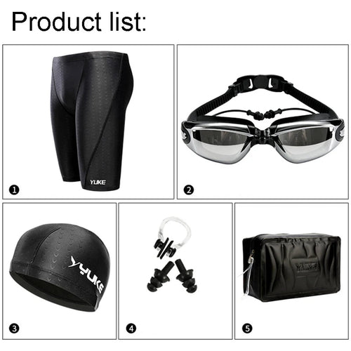 Men's Swim Shorts with Waterproof Goggles & Ear Plug Cap