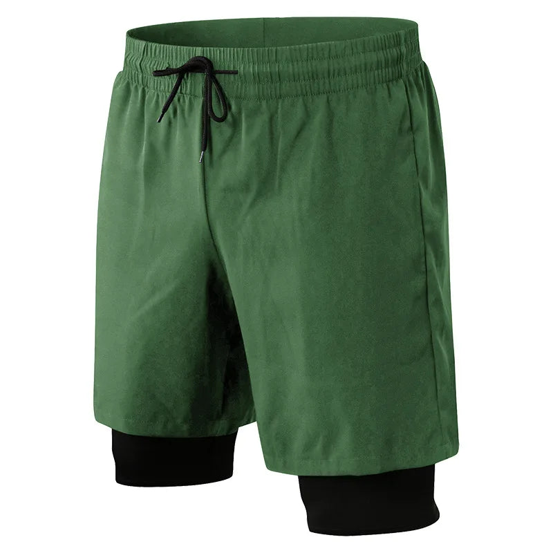 Pantalones cortos deportivos negros de 4 vías elásticas para hombres con bolsillo